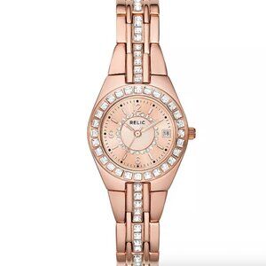 Relic by Fossil Women's ZR12163 Dress Rose Gold Date Pave Quartz Watch